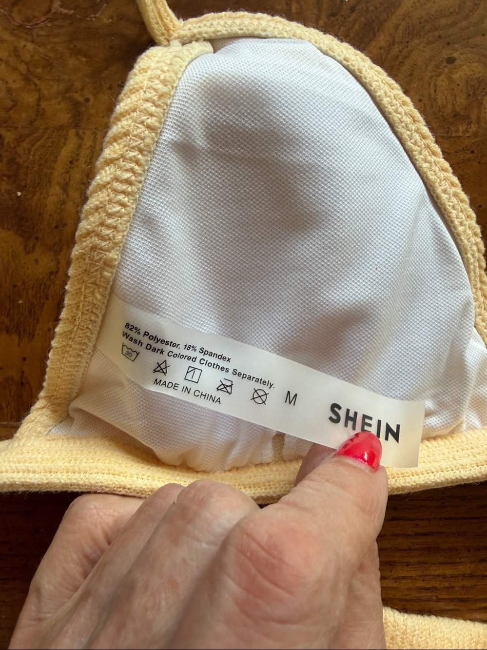 SHEIN Cream Ribbed Triangle Bikini Set - Picture 5 of 6